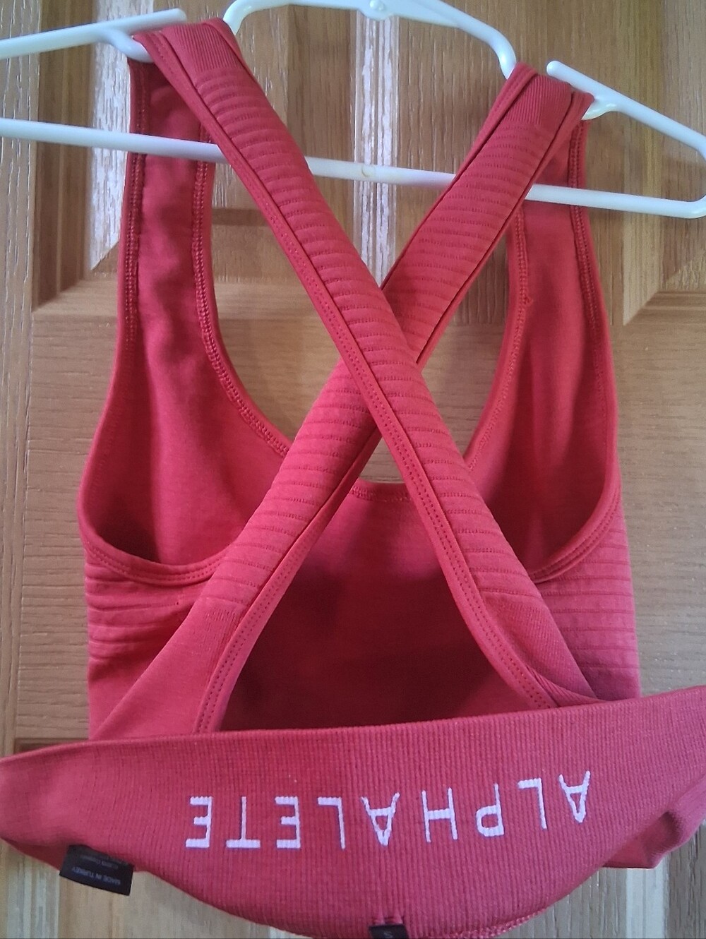 Alphalete Red Crisscross Ribbed Sports Bra